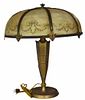 Antique Painted Stained Glass Table Lamp