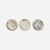 Seven U.S. Walking Liberty 50C Coins