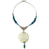 R. Nye Sterling Silver Glass Asian Modernist Style Studio Necklace