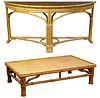 Chinese Elmwood Coffee Table and Bamboo Console