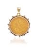 A 14 Karat Yellow Gold and Mexico 20 Peso Coin Pendant, 12.50 dwts.