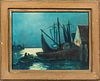 Tod Lindenmuth (American, 1885-1976) Shrimp Boats on Matanzas River, FLA. Signed "TOD LINDENMUTH" l.l., titled on the reverse. Oil on b