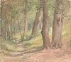 John Ferguson Weir (American, 1841-1926) Forest of Compiegne. Unsigned, titled and dated indistinctly ".../July...th 1902" l.r. Oil on