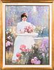 Hans Amis (An He) (Chinese/American, b. 1957) Lady Among the Blooms. Signed "Hans Amis" l.l. Oil on canvas, 40 x 30 in., framed. Condit