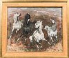 Denis Holeget (Italian, 20th Century) White Horses. Signed "Holeget" l.r. Oil on canvas, 18 x 22 in., framed. Condition: Minor varnish