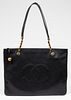 Chanel Black Leather Jumbo Shopping Tote Bag