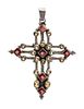 A Sterling Silver, Garnet and Citrine Cross Pendant, 9.10 dwts.