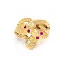 A 14 Karat Yellow Gold, Ruby and Diamond Serpent Ring, 9.10 dwts.