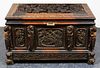 Chinese Heavily Carved Camphor Chest, Antique