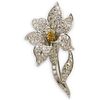 18k Gold, Yellow Sapphire and Diamond Floral Brooch