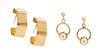 A Collection of 14 Karat Yellow Gold and Gemstone Earrings, 8.80 dwts.