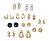 A Collection of Gold and Multi Gem Earrings Jackets, 22.60 dwts. (not inclusive of lapis)