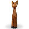 Mid Century Carved Wood Cat