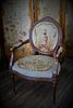 ANTIQUE CARVED WOODEN FRENCH NEEDLEPOINT CHAIR
