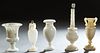 Group of Five French Carved Alabaster Urn Form Lamps, early 20th c., Tallest- H.- 20 1.2 in., Dia.- 6 1/4 in. (5 Pcs.)