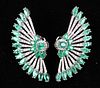 Great Gatsby Peacock Feather Emerald 18K Earrings
