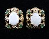 Lightning Ridge Opal & Emerald 10K Gold Earrings