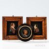 Three Molded Wax Profile Portraits, England, 19th century, including a woman in a circular frame inscribed "Marie Louise," and two gent