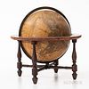 Wilson's Terrestrial Globe, Cyrus Lancaster, Albany, New York, 1836, the lithographed globe mounted in a red-painted frame with vase- a