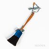 Shaker Brush, with turned maple handle, blue ribbon, velvet-wrapped horsehair bristles, lg. 9 1/2 in.  Provenance: The Shaker Collectio