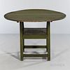 Chippendale Apple Green-painted Pine and Maple Chair Table, New England, late 18th century, the circular top rests on tapering arms con