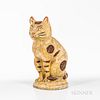 Large Painted Chalkware Figure of a Seated Cat, America, 19th century, the molded body with painted facial features and markings in red