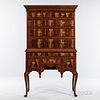 Queen Anne Walnut Veneer and Maple High Chest of Drawers, Massachusetts, c. 1730-50, the molded cornice with drawer above a case of coc