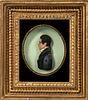 Painted Molded Wax Portrait of a Young Gentleman, probably England, early 19th century, profile view of the dark-haired subject behind