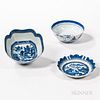 Three Pieces of Canton Pattern Chinese Export Porcelain, 19th century, including a cut-corner bowl, a punch bowl, and a scalloped bowl,