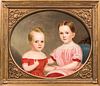 American School, Mid-19th Century, Double Portrait of Lucius F. Orton and Ann D. Orton, Unsigned, the subjects identified on the revers