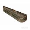 French Leather-bound Violin Case, Probably Gainier Debouche, the green leather exterior embossed with acanthus leaf and lyre motif, the
