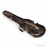 Carved Violin Case, c. 1880, the carved foliate exterior with brass appliqu?, the lock stamped PAT. OCT. 71, ht. 5, wd. 32, dp. 9 in.Pr