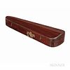 Eastlake-style Mahogany Violin Case, c. 1890, the brass geometric handle with flowerpot motif, the pink lined interior, ht. 4 1/4, wd.
