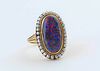 Victorian Black Opal and Seed Pearl Gold Ring