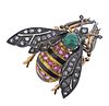 Antique 18k Gold Silver Diamond Gemstone Insect Brooch Pin 