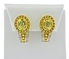 18k Gold Diamond Yellow Stone Earrings