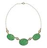 Art Deco 14K Gold Carved Jade Necklace