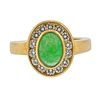 18K Gold Diamond Jade Ring