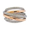 18K Gold Diamond Crossover Wide Band Ring