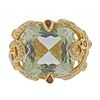 14K Gold Diamond Green Beryl Tourmaline Dome Ring