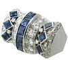David Webb 18k Gold Platinum Diamond Sapphire  Ring