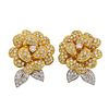 18k Gold Diamond Flower Earrings 