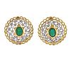 Mario Buccellati Emerald Diamond 18k Gold Earrings