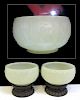 Pair White Jade Bowls With Stands