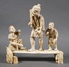 Japanese Walrus Ivory Carved Figural Group