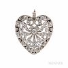 Edwardian Platinum and Diamond Heart Pendant/Brooch, set with old European- and old single-cut diamonds, approx. total wt. 3.00 cts., r