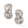 Diamond Earclips, set with full- and baguette-cut diamonds, approx. total wt. 4.50 cts., lg. 1 1/8 in.