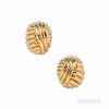 David Webb 18kt Gold Hammered Dome Earclips, 27.5 dwt, 1 1/4 x 1 1/8 in., signed.