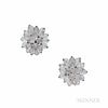 Aletto Bros. 18kt White Gold, Rock Crystal, and Diamond Earclips, the rock crystal beads with bezel-set diamond accents, 20.3 dwt, lg.