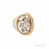 14kt Gold and Diamond Ring, the full-cut diamond weighing approx. 1.25 cts., and full- and single-cut diamond melee, 6.0 dwt, size 6 1/